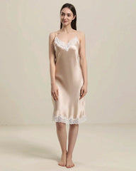 Silk Nightgown with Delicate Lace Details - DAISYSILK UK