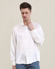 Classic Collar Silk Long Shirt For Men