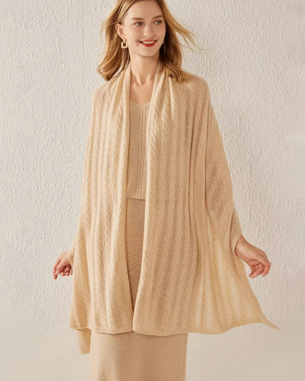 Classic Cashmere Wrap Scarf, Camel