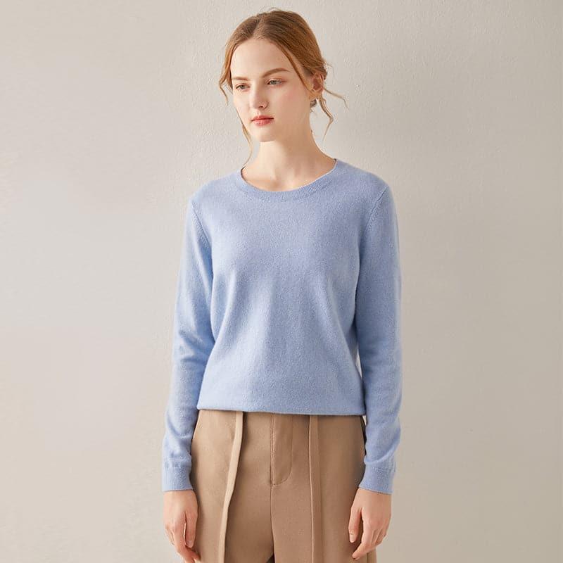Crewneck Lightweight Cashmere Sweater, Blue