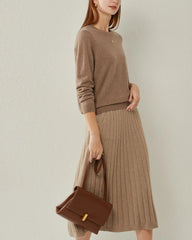 Crewneck Lightweight Cashmere Sweater, Brown