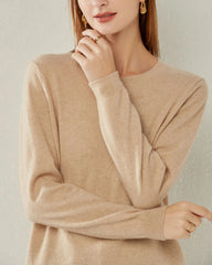 Crewneck Lightweight Cashmere Sweater, Camel