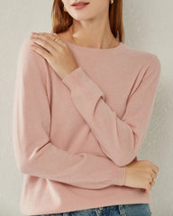 Crewneck Lightweight Cashmere Sweater, Pink
