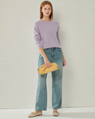 Crewneck Lightweight Cashmere Sweater, Purple