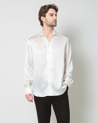 Classic Long Sleeve Silk Men's Shirt, White