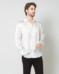Classic Long Sleeve Silk Men's Shirt, White