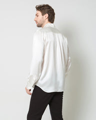 Classic Long Sleeve Silk Men's Shirt, White