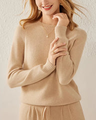 Classic Crew Neck Cashmere Sweater, Camel