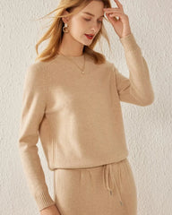 Classic Crew Neck Cashmere Sweater, Camel