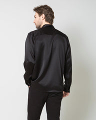 Classic Silk Men's Button Down Shirt, Black