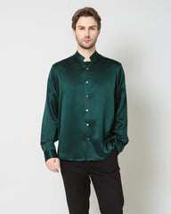 Classic Silk Men's Button Down Shirt, Green