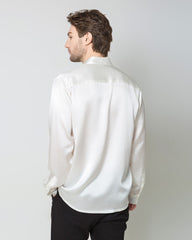 Classic Silk Men's Button Down Shirt, White