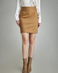 Classic Wool Mini Skirt, Camel