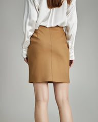 Classic Wool Mini Skirt, Camel