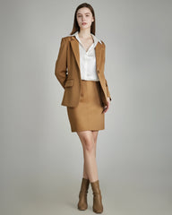 Classic Wool Mini Skirt, Camel