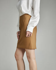Classic Wool Mini Skirt, Camel