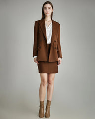Classic Wool Mini Skirt, Caramel