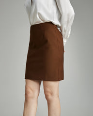 Classic Wool Mini Skirt, Caramel