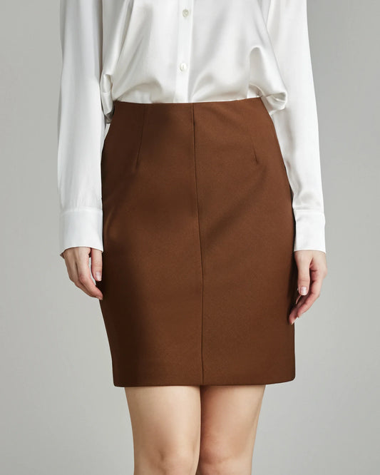 Classic Wool Mini Skirt, Caramel