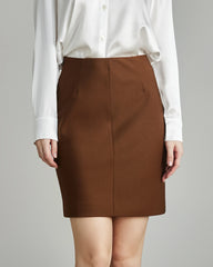 Classic Wool Mini Skirt, Caramel