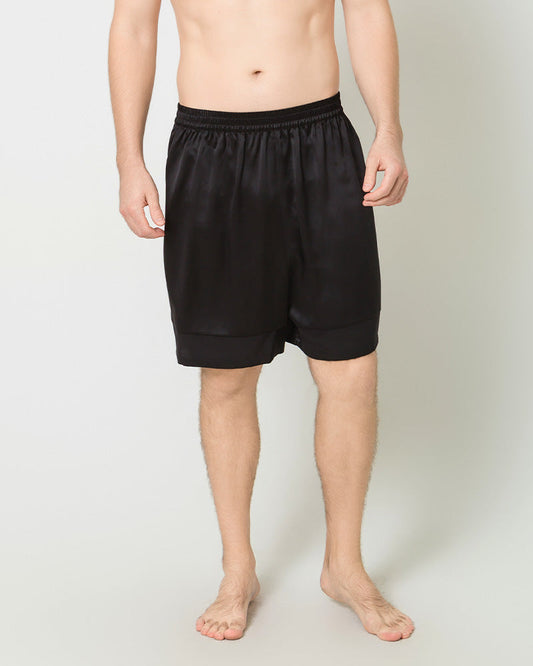 Comfortable Silk Luxury Men Shorts, Black