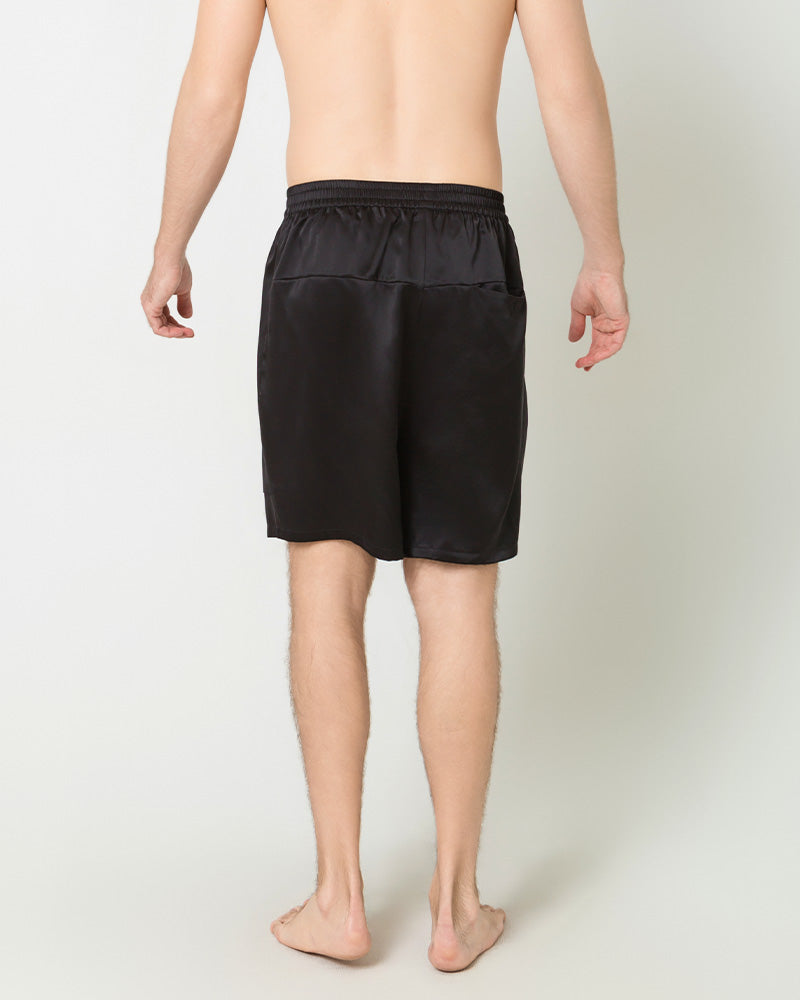 Comfortable Silk Luxury Men Shorts, Black