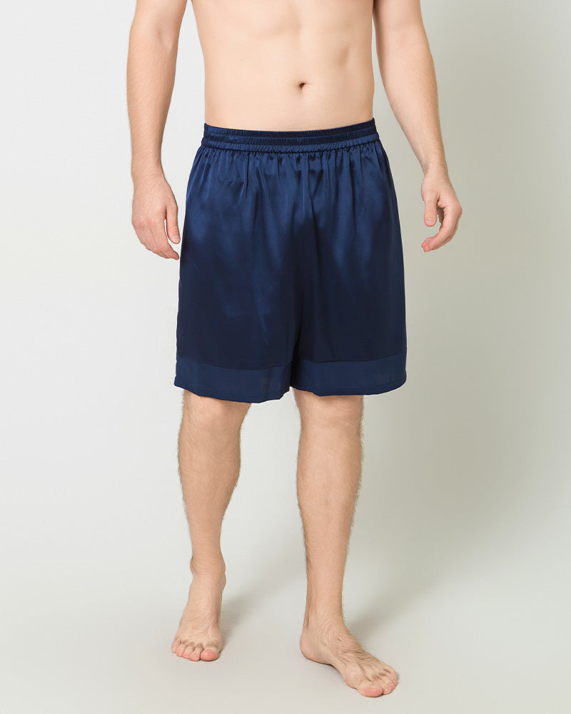 Comfortable Silk Luxury Men Shorts, Navy