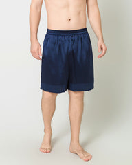 Comfortable Silk Luxury Men Shorts, Navy