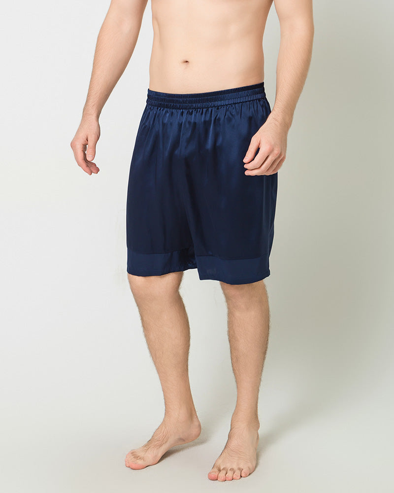 Comfortable Silk Luxury Men Shorts, Navy