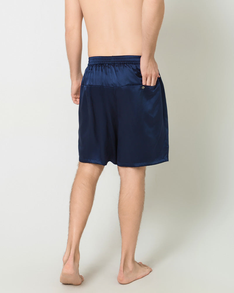 Comfortable Silk Luxury Men Shorts, Navy