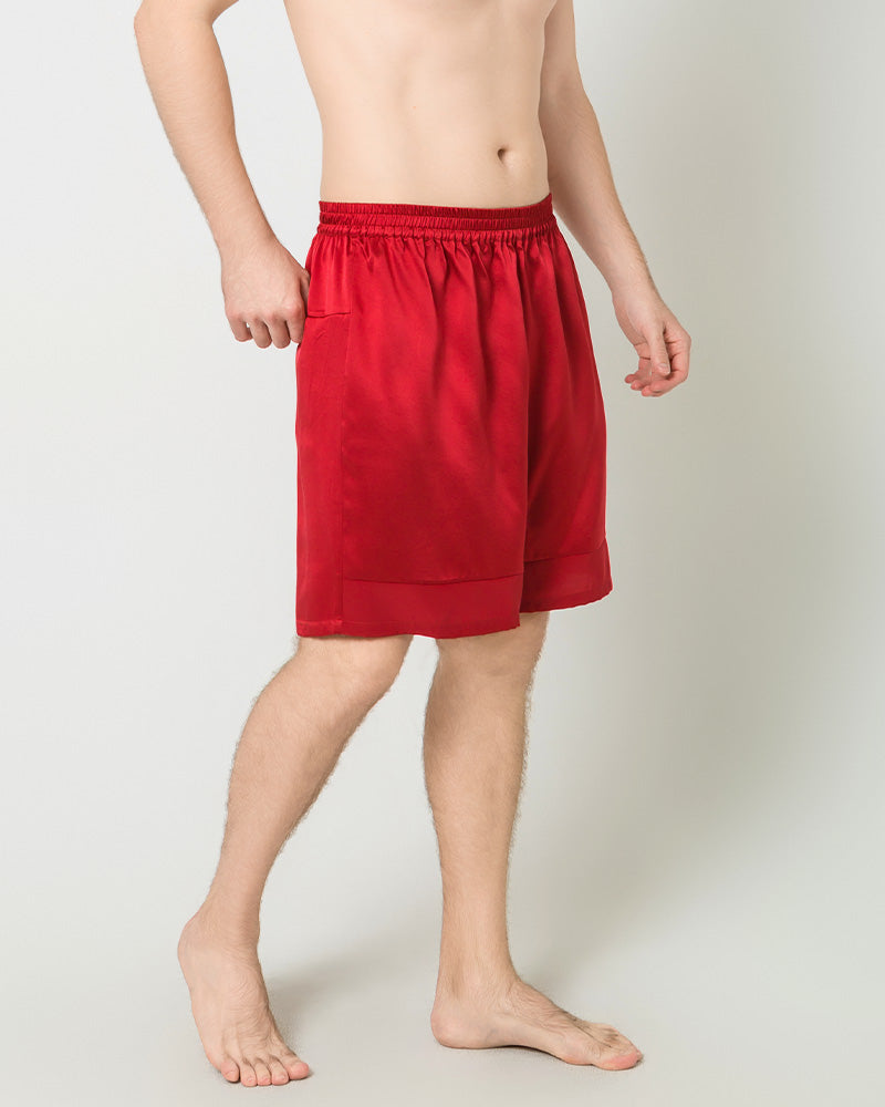Comfortable Silk Luxury Men Shorts, Red