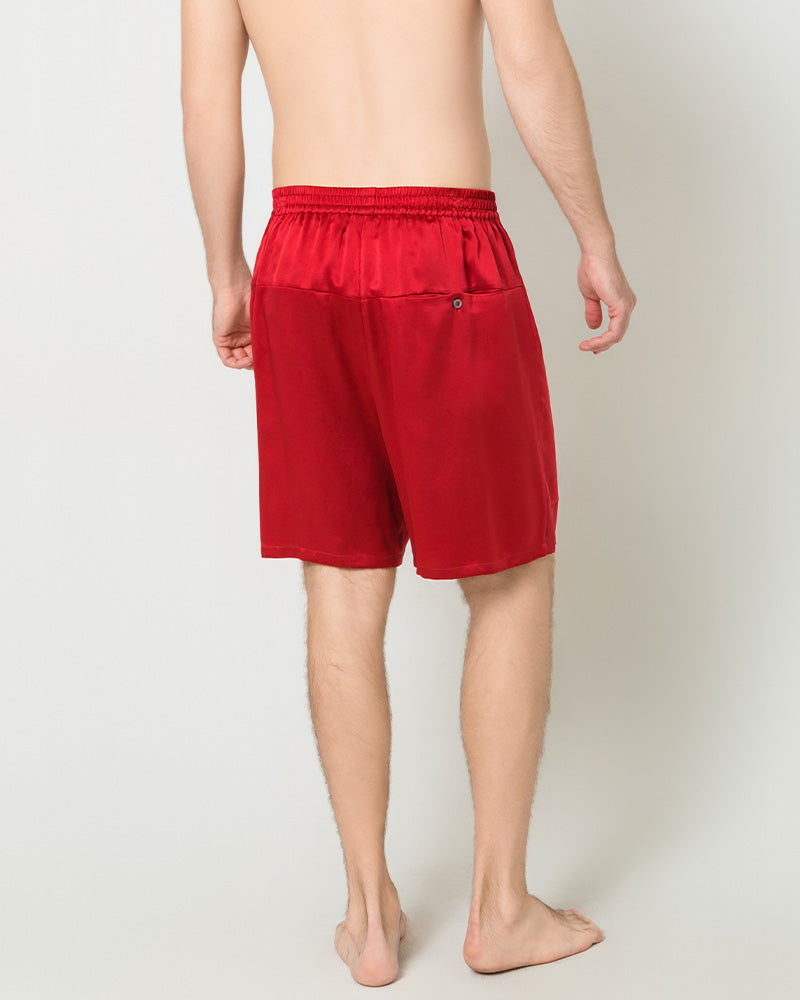 Comfortable Silk Luxury Men Shorts, Red