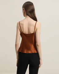 Cowl Neck Silk Camisole, Brown