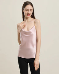 Cowl Neck Silk Camisole, Pink