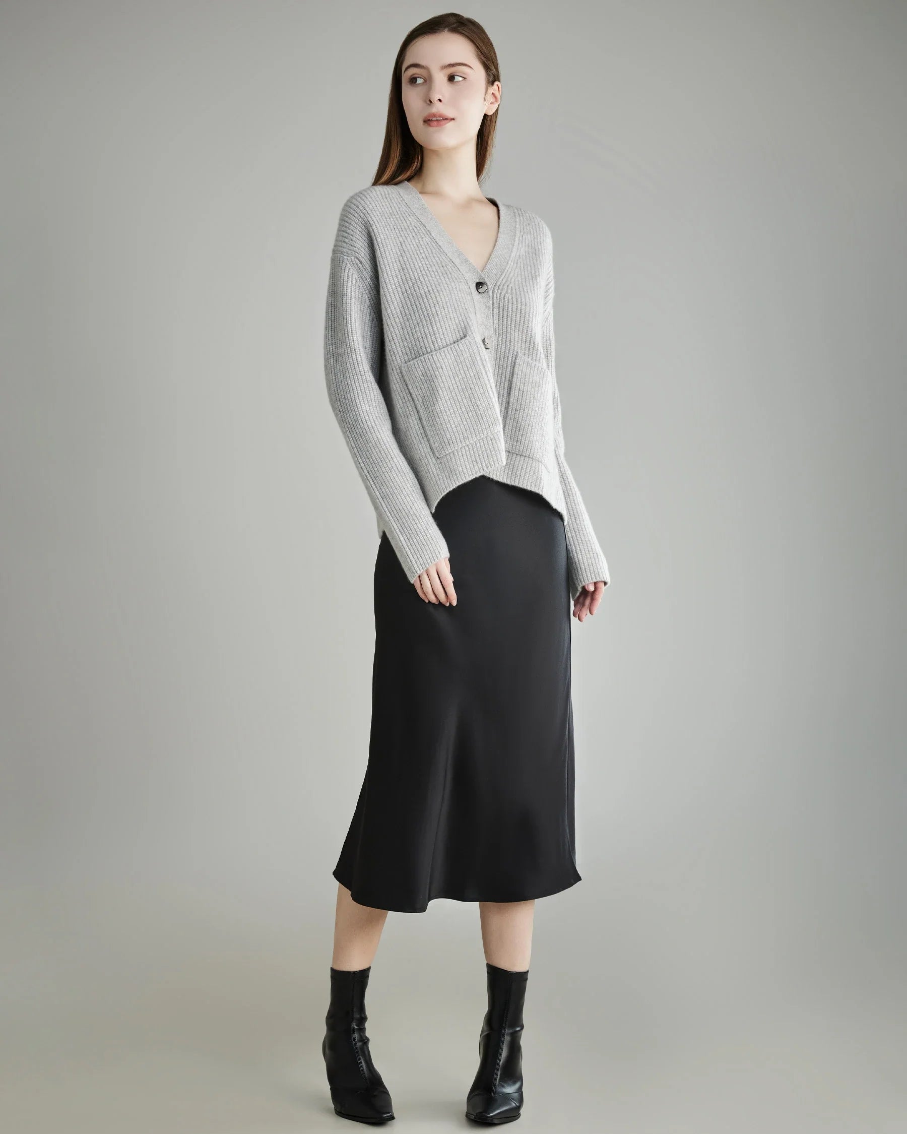 Cozy Cashmere Cardigan with Pockets, Grey