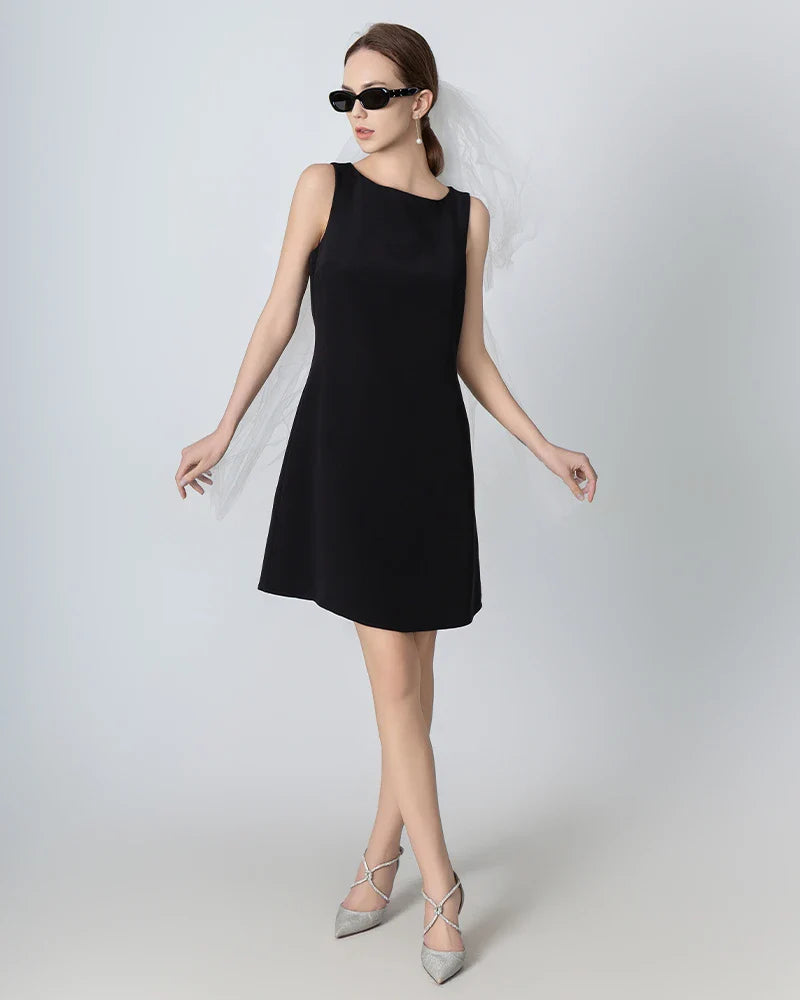 40 Momme A-line Silk Dress, Black