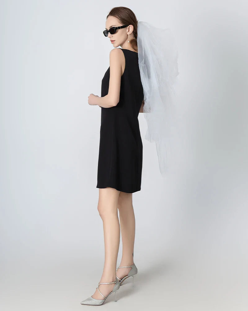 40 Momme A-line Silk Dress, Black