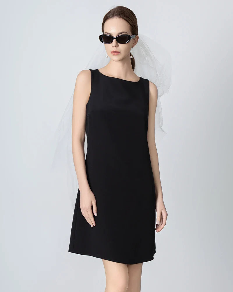 40 Momme A-line Silk Dress, Black