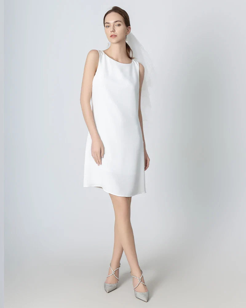 40 Momme A-line Silk Dress, White