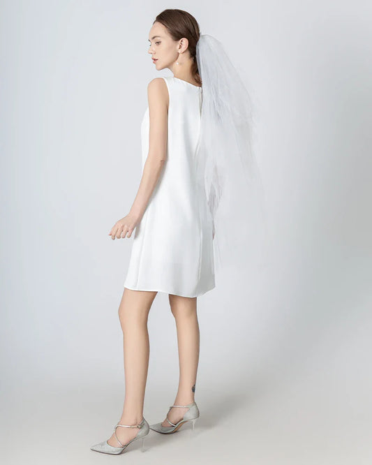 40 Momme A-line Silk Dress, White