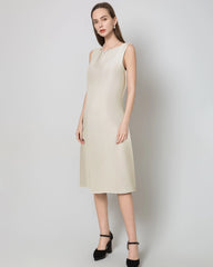 40 Momme Silk Midi Dress, Cream
