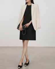 40 Momme Sleeveless Silk Straight Dress, Black