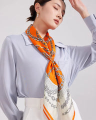 Chain Printed Silk Scarf, Orange