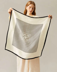 Classic Silk Striped Scarf, Black and White