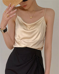 Cowl Neck Silk Camisole, Champagne