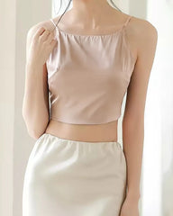 Pure Mulberry Silk Camisole with Built-in Bra, Pink