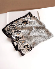 Floral Vintage Silk Scarf, Black and White