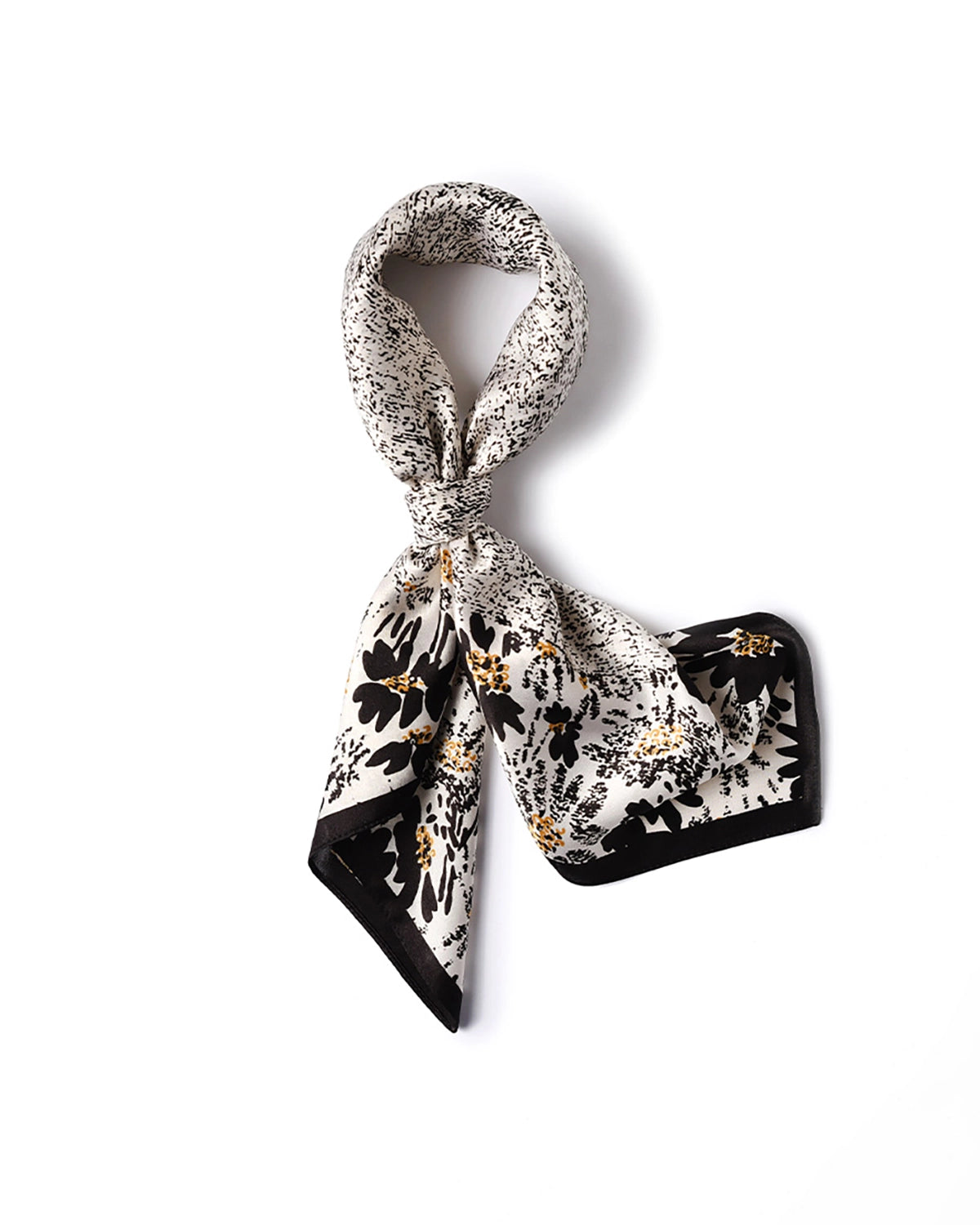 Floral Vintage Silk Scarf, Black and White