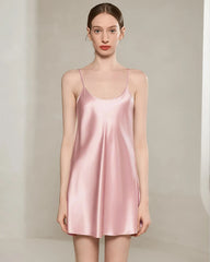Women's Washable Silk Short Nightgown, Pink