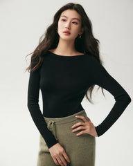 100% Merino Wool Boat Neck Top